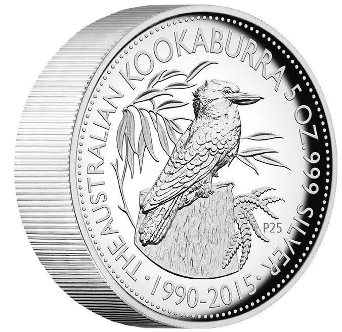 25TH ANNIVERSARY AUSTRALIAN KOOKABURRA 2015 5OZ SILVER PROOF HIGH RELIEF COIN