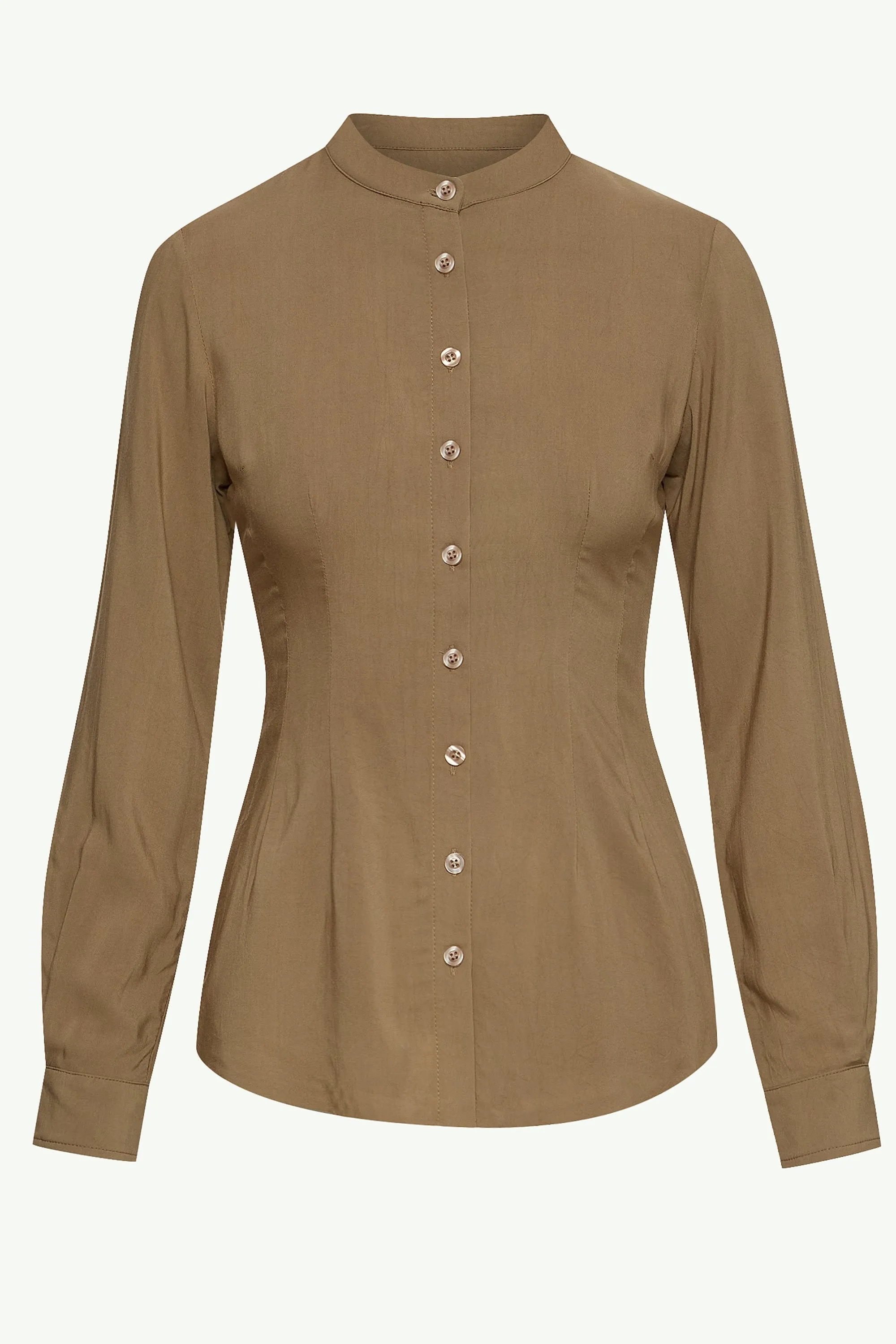 Adina Fitted Button Down Top - Desert Sage