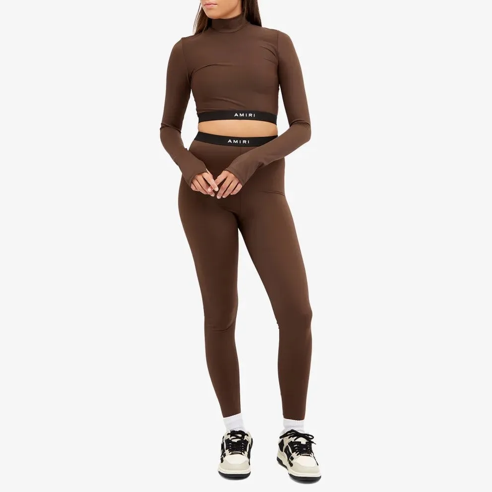 Amiri Long Sleeve Mock Neck Crop, brown