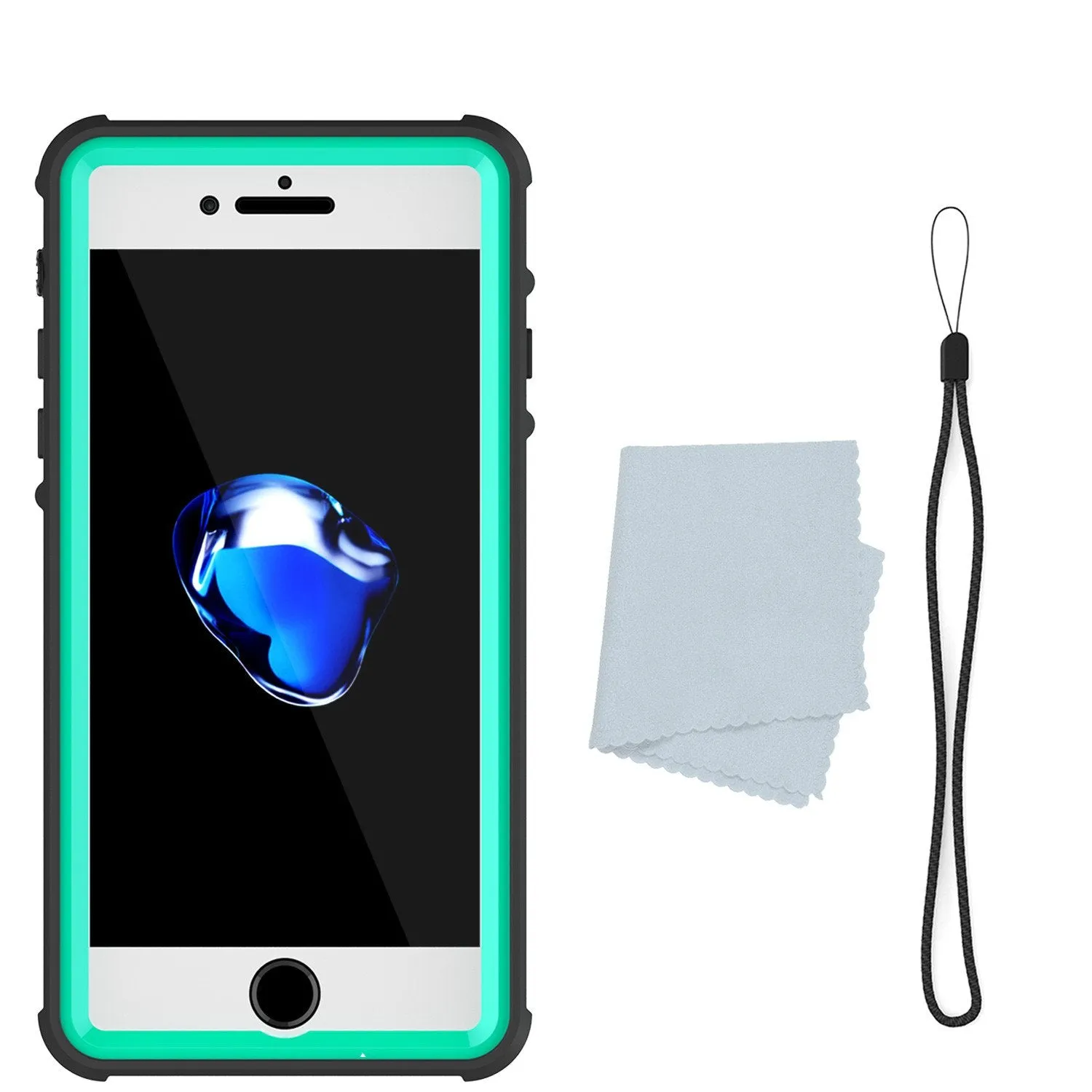 Apple iPhone 8 Waterproof Case, PUNKcase CRYSTAL Teal W/ Attached Screen Protector  | Warranty