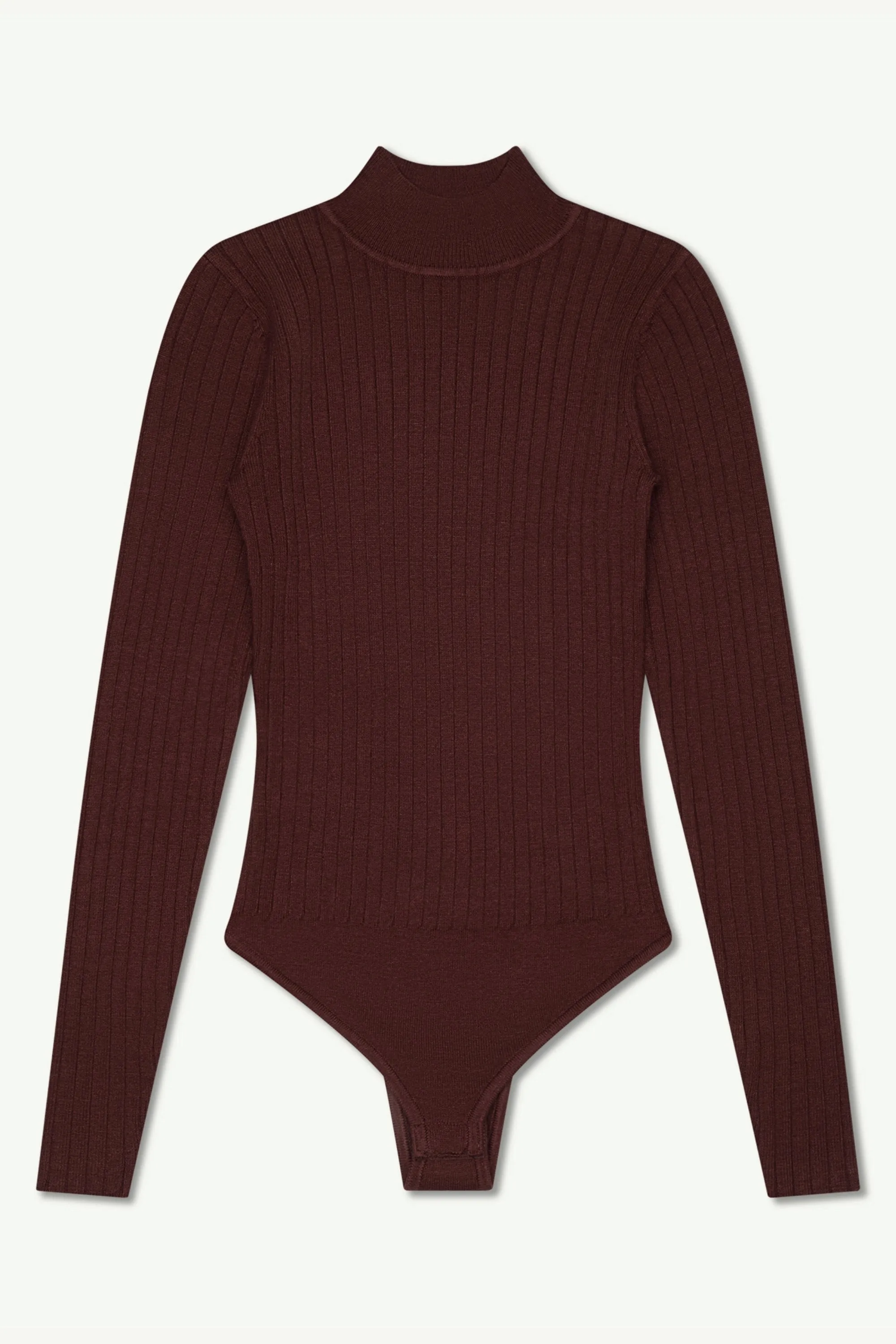 Blair Wide Rib Knit Bodysuit - Dark Brown