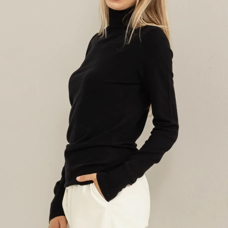 Chic Position Turtleneck Fitted Sweater Top