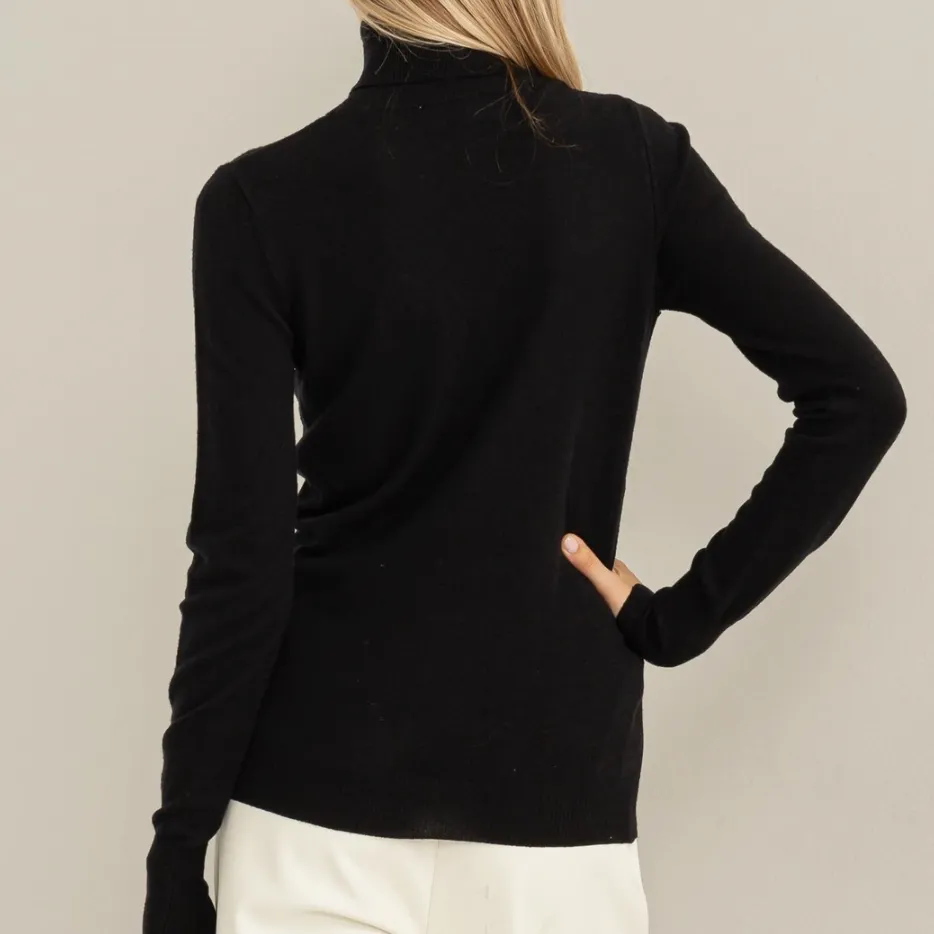 Chic Position Turtleneck Fitted Sweater Top