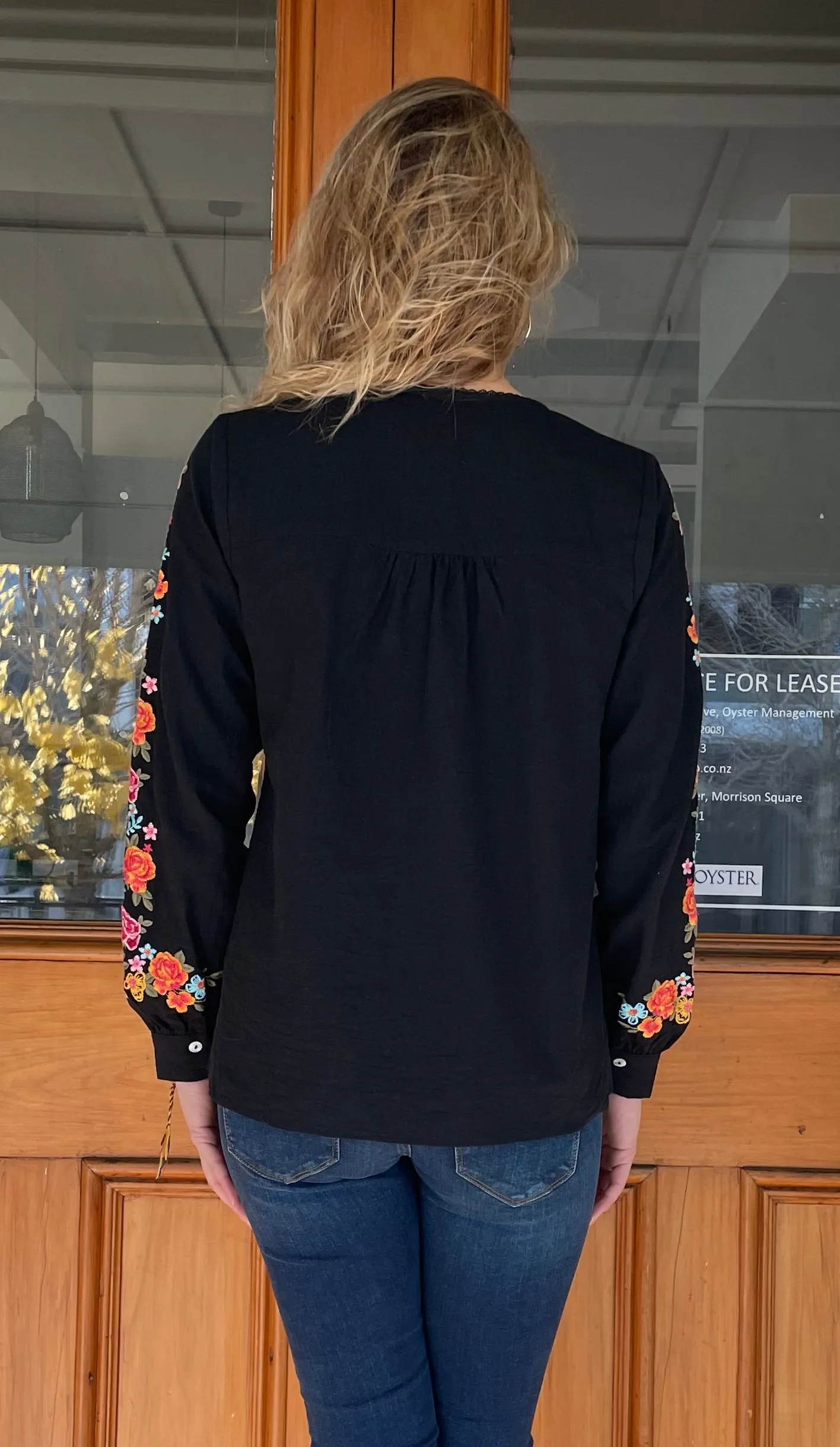 Dakota Embroidered Top Black