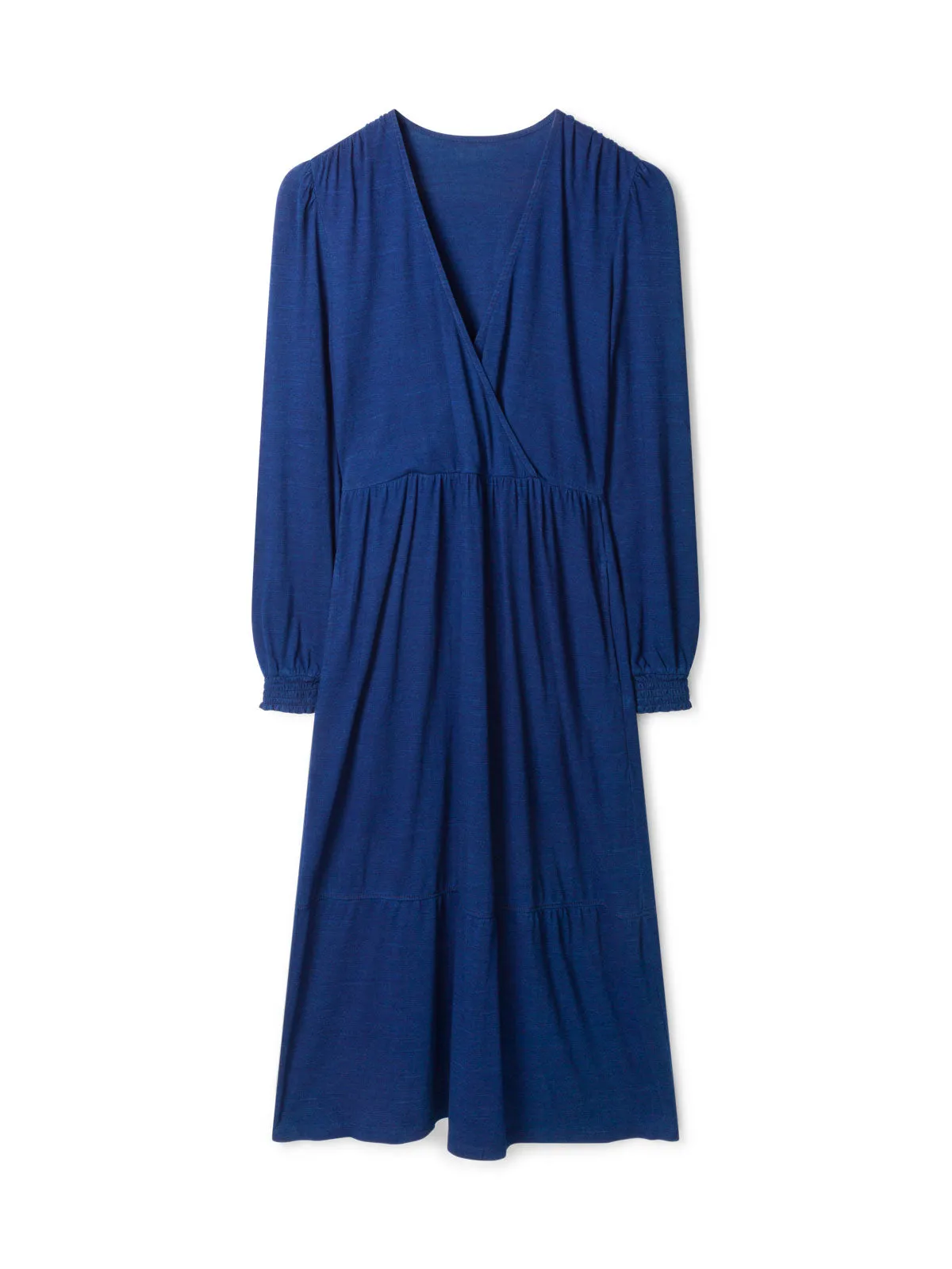 Denim Jersey Wrap Dress - Blue