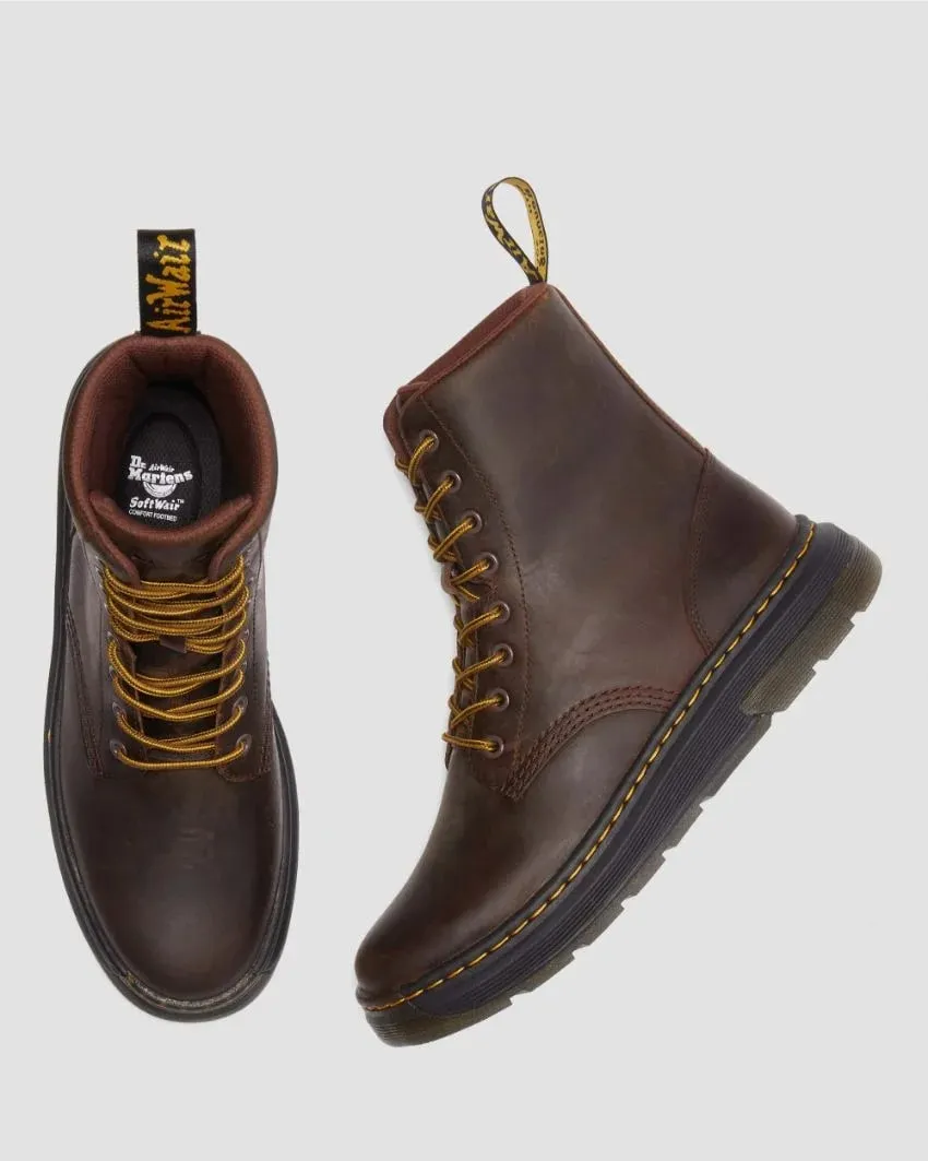 Dr Martens Crewson 8 Eye Boot - Dark Brown Crazy Horse