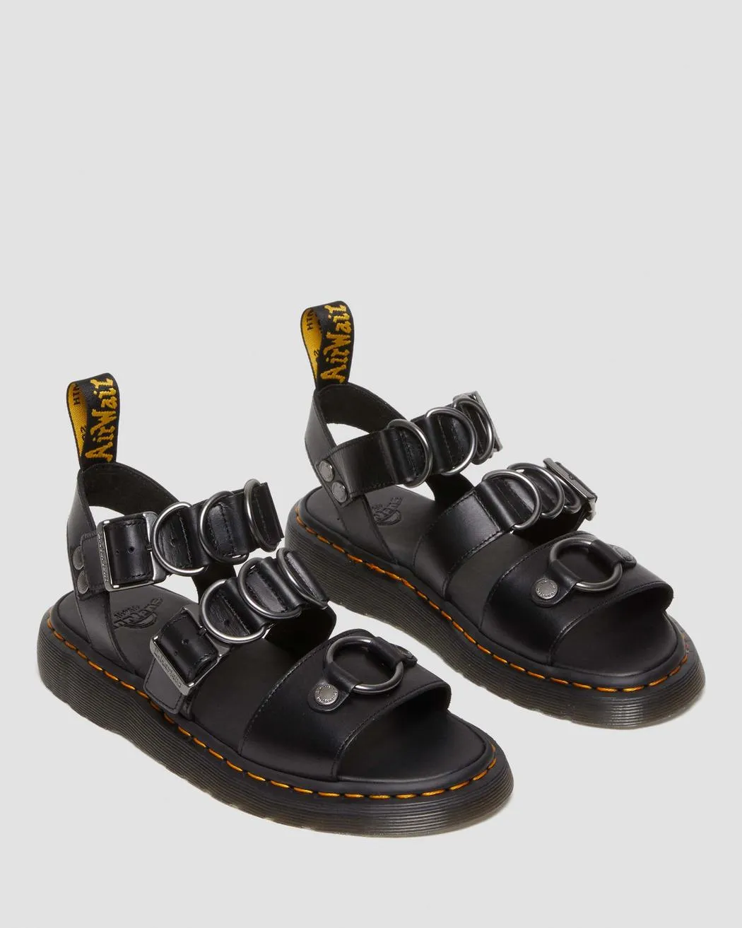 Dr Martens UNISEX GRYPHON ALTERNATIVE BRANDO LEATHER STRAP SANDALS (Black)