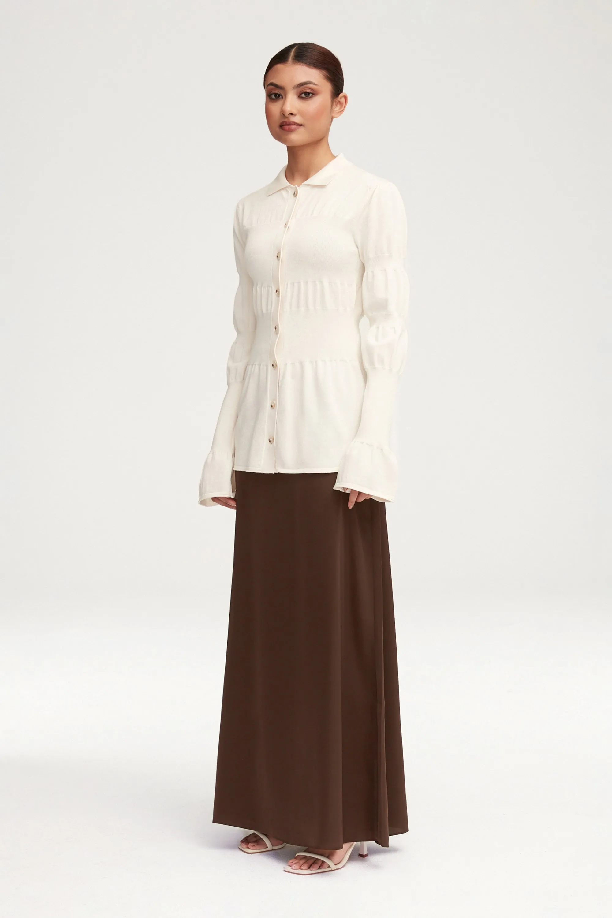 Essential Satin Maxi Skirt - Brown