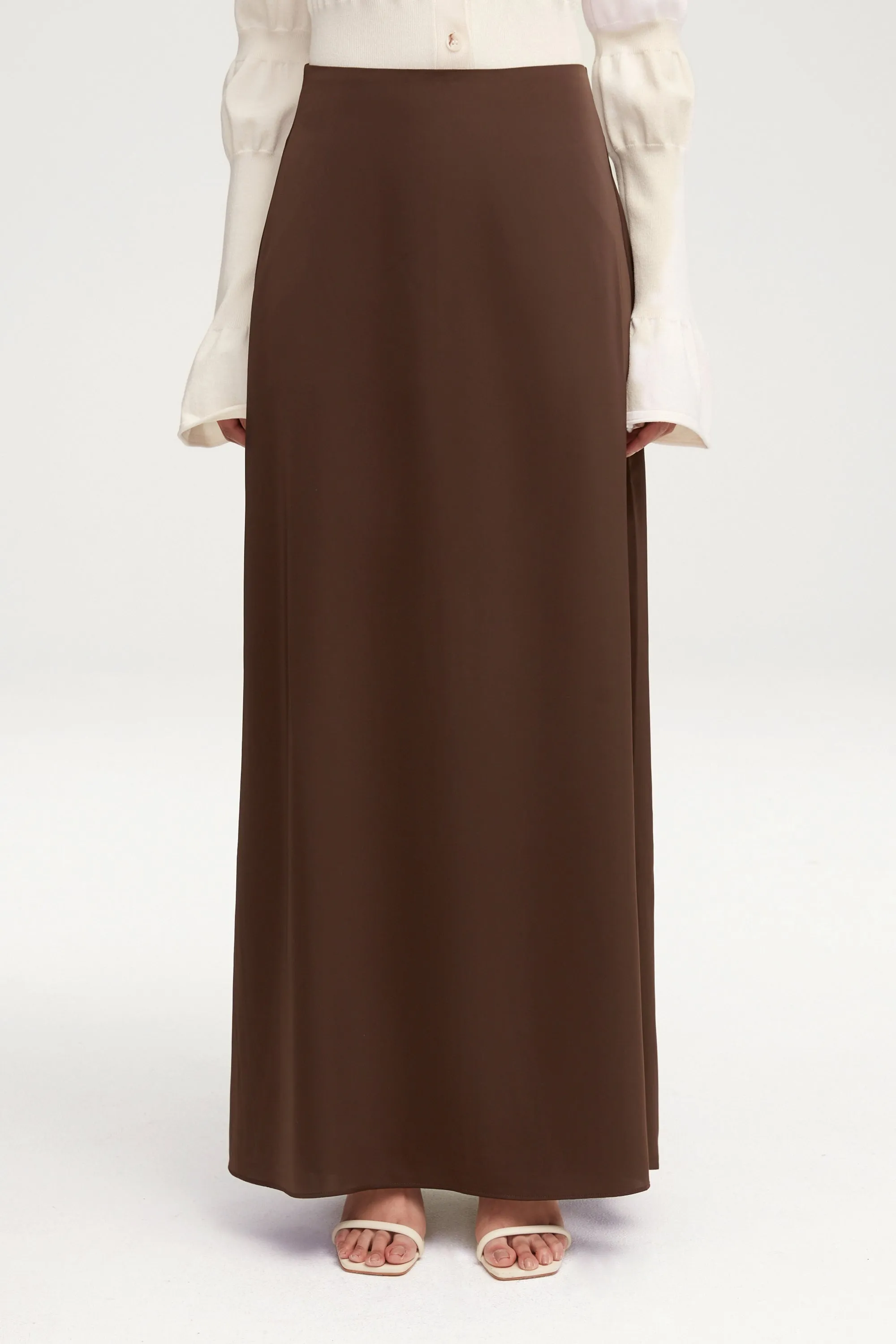 Essential Satin Maxi Skirt - Brown