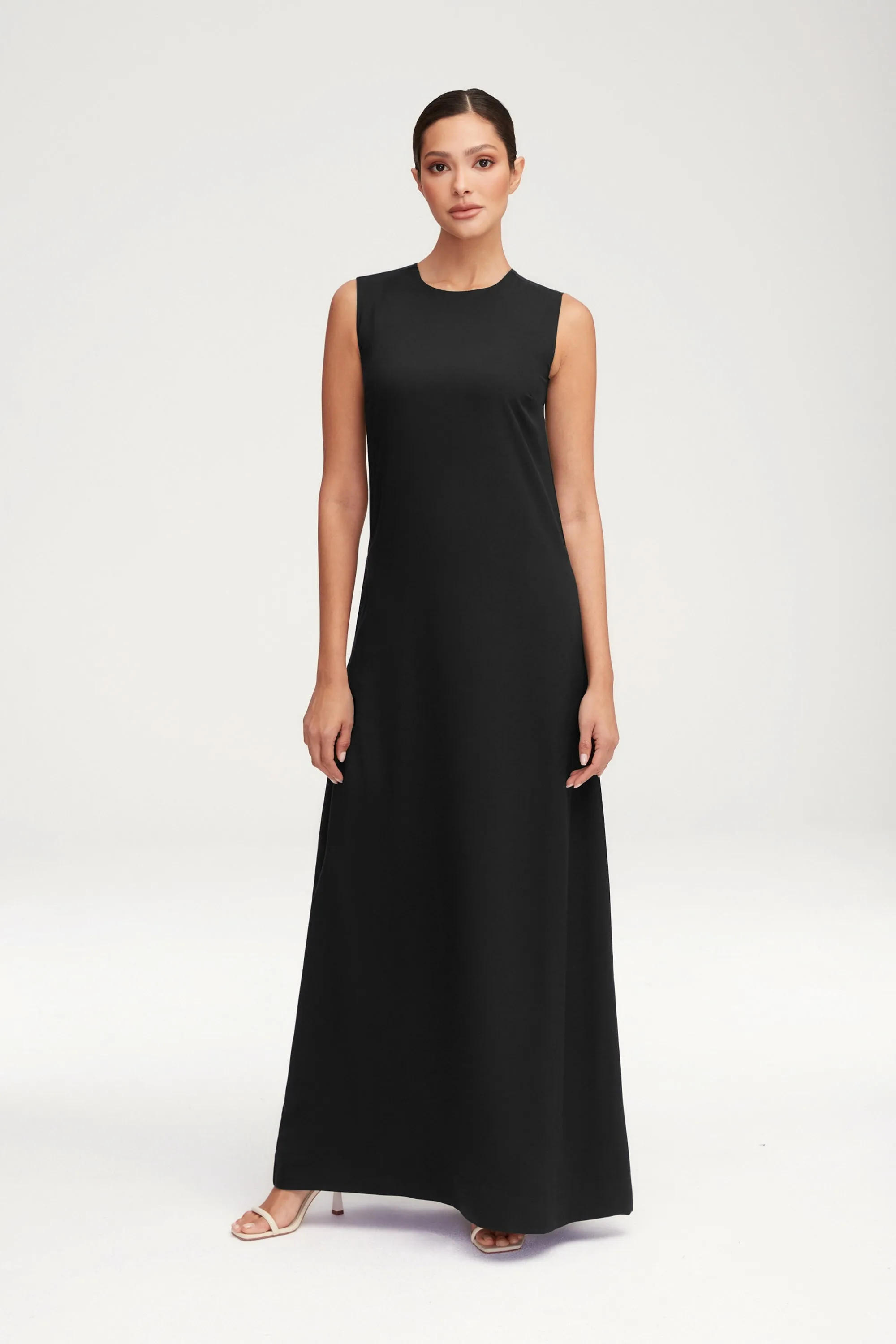 Essential Sleeveless Maxi Slip Dress - Black