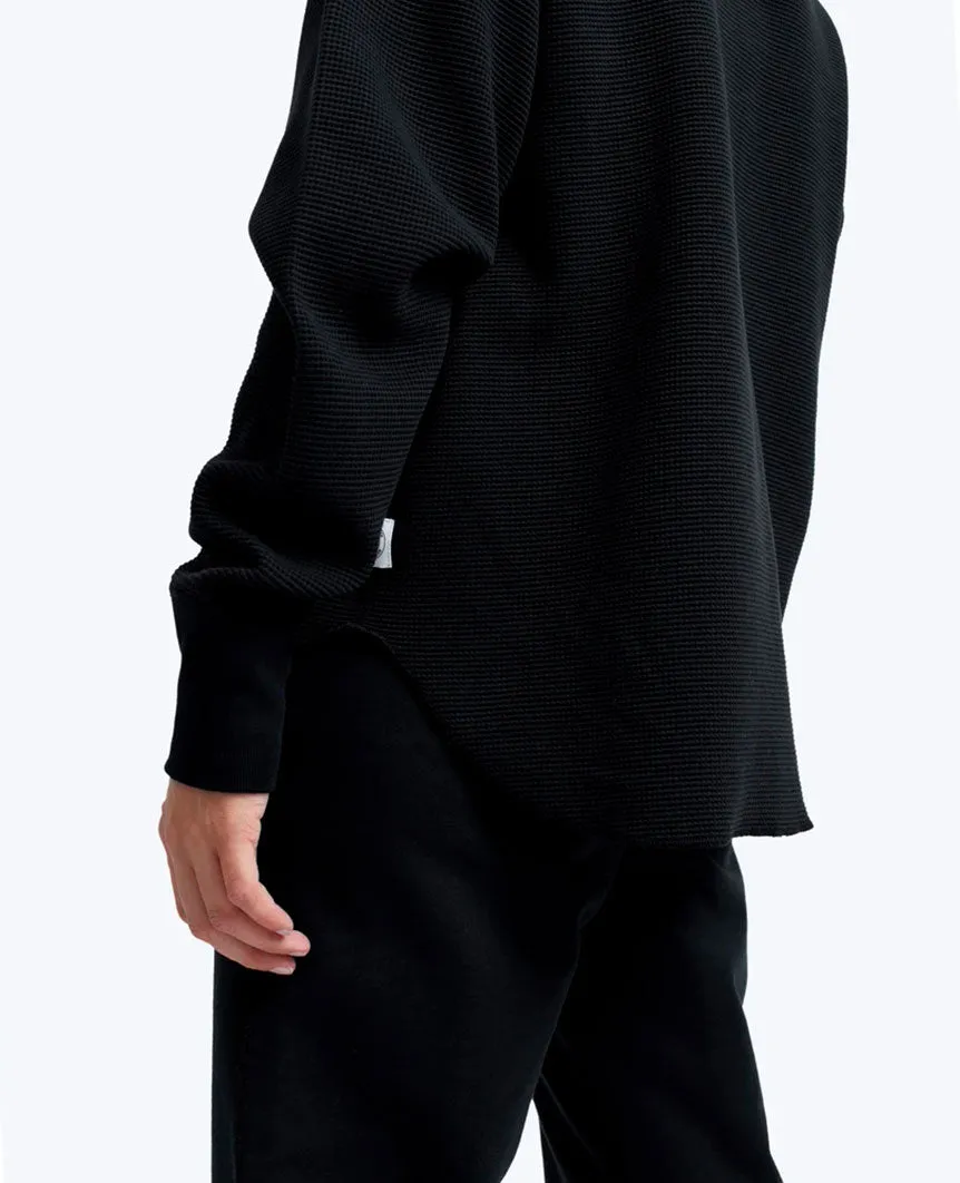 Flatback Thermal Relaxed  Crewneck Black Womens