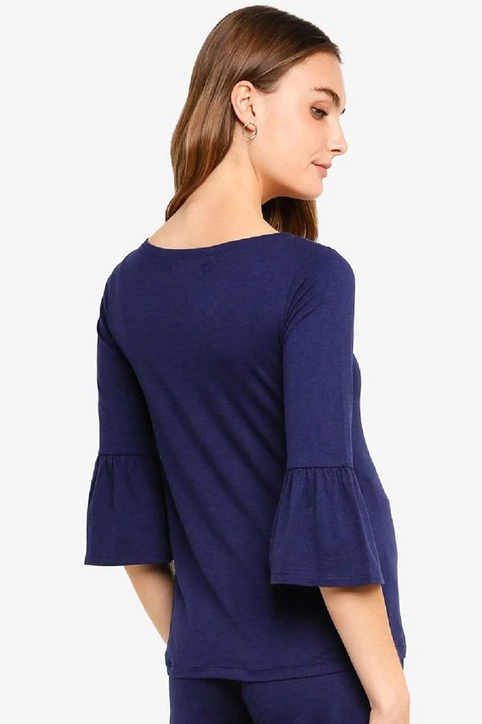 Long Bell Sleeves Aada Nursing Top Navy