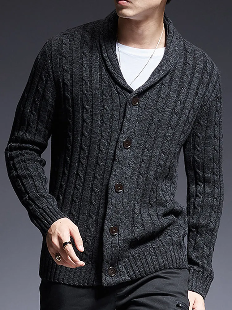 Men'S Thickened V-Neck Casual Button Down Sweater