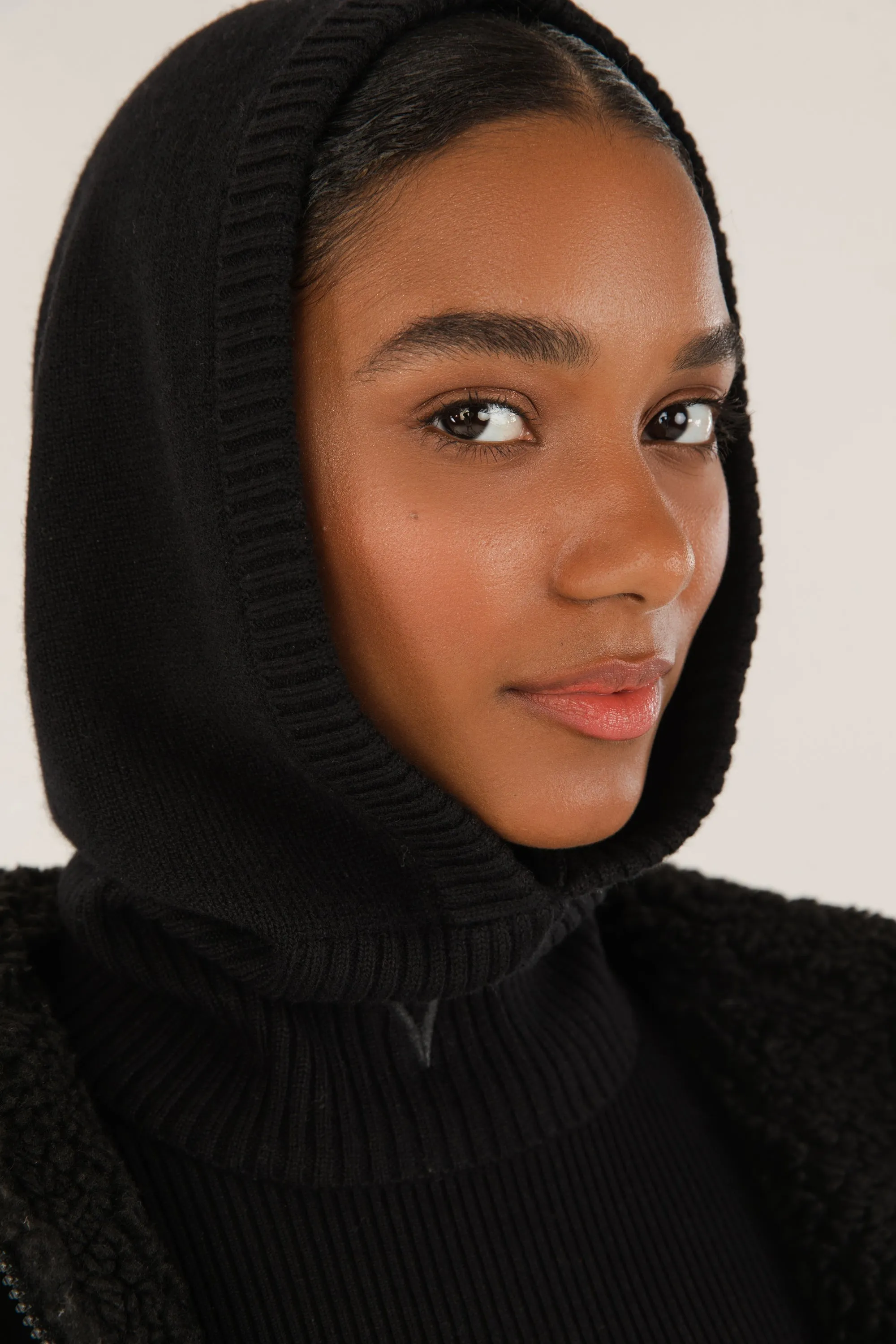 Merino Wool Knit Balaclava - Black