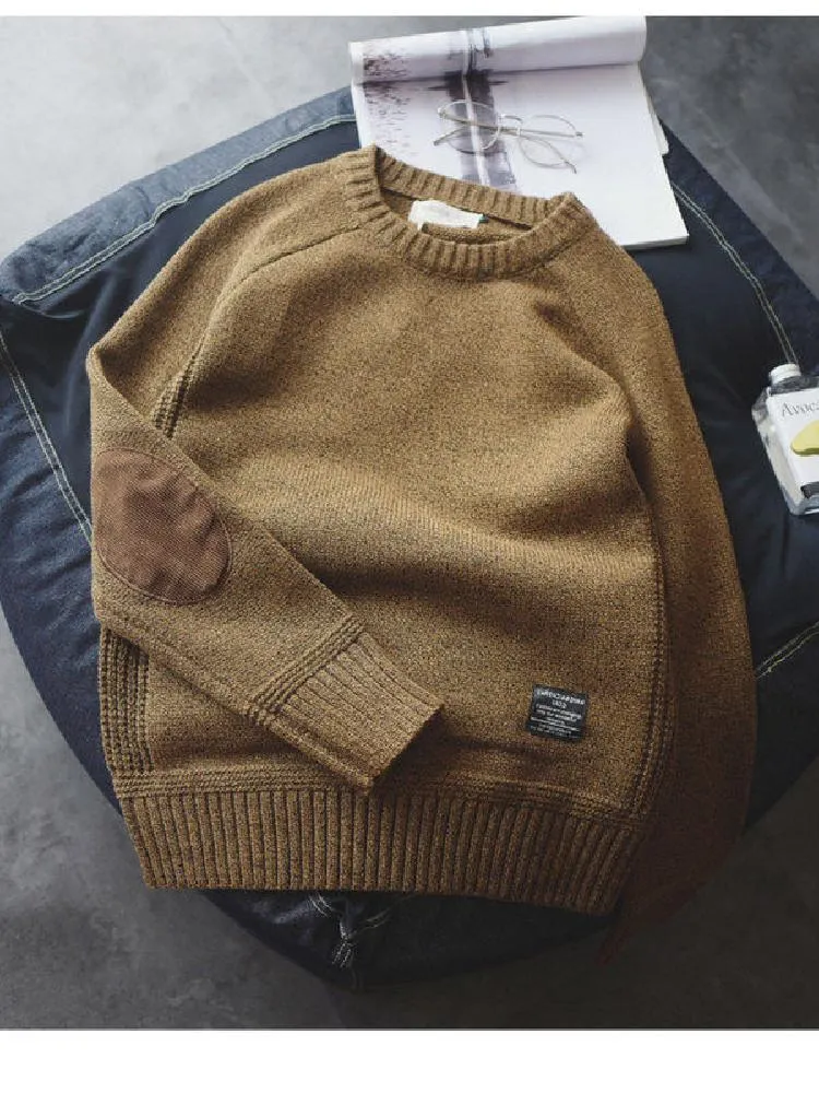 Pullover Patch Color Contrast Thickened Sweater