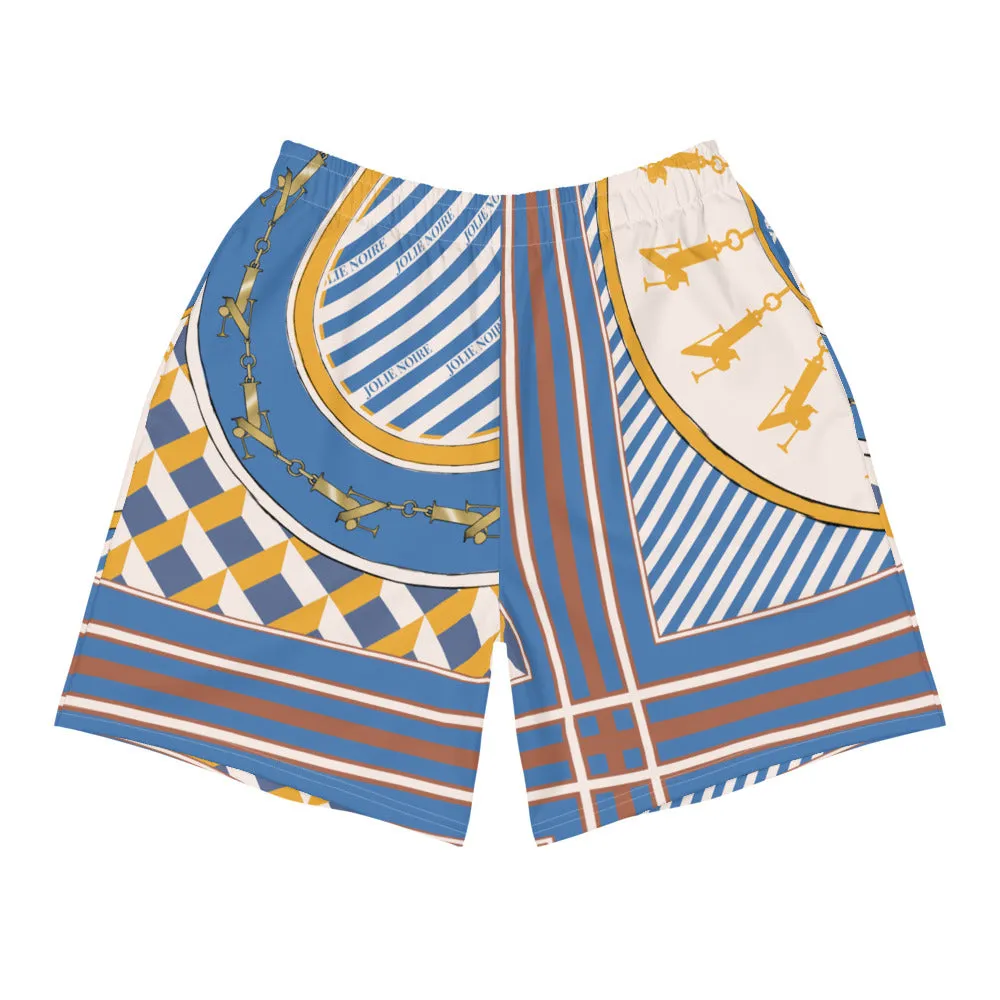 Scarf Print Premium Unisex Shorts- Cerulean