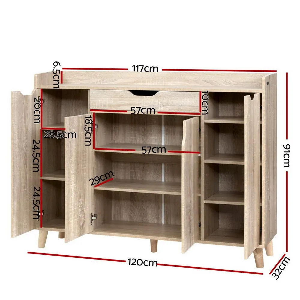 Shoe Cabinet Shoes Storage Rack 120cm Organizer Drawer Cupboard Wood