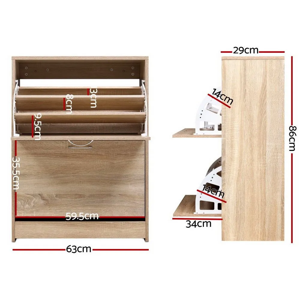 Shoe Cabinet Shoes Storage Rack 24 Pairs Organizer Shelf Cupboard Oak